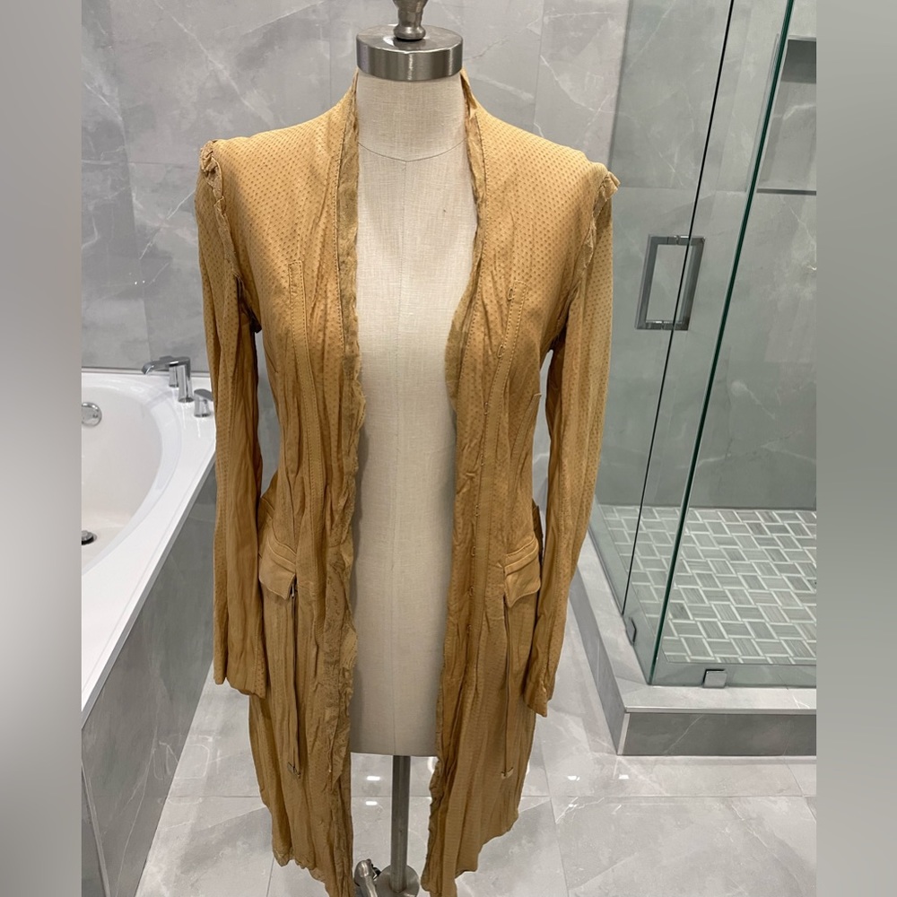 ROBERTO CAVALLI LIGTH BROWN LEATHER COAT